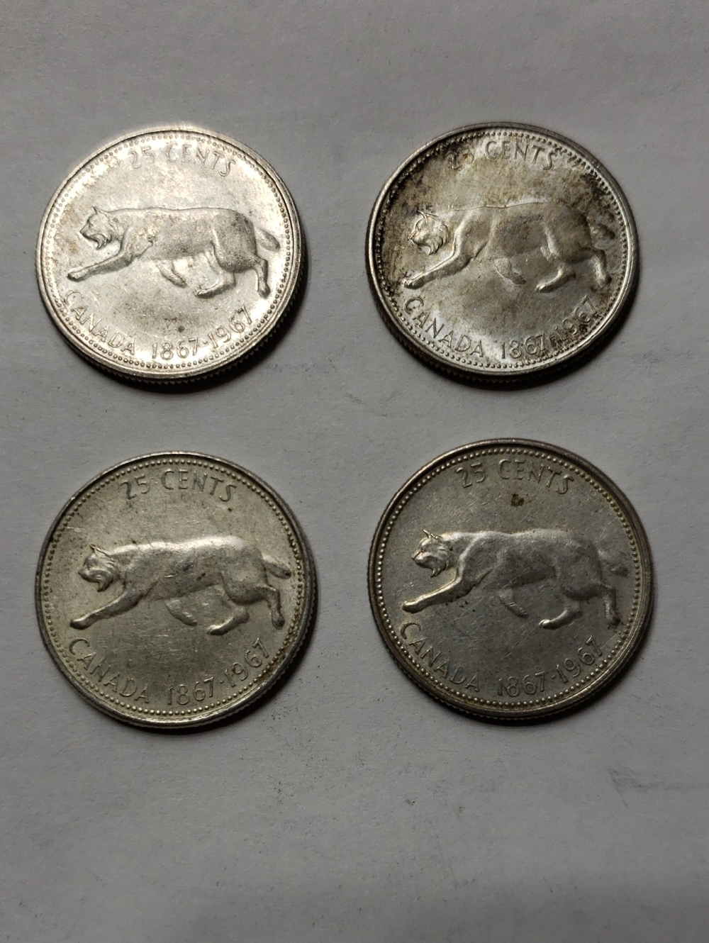 Vintage 1967 Canadian 25 Cents Lynx Commemorative Coin - Silver Tone